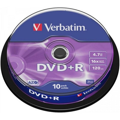 Image of 1x10 Verbatim DVD+R 4,7GB 16x Speed, Mat zilver Cakebox