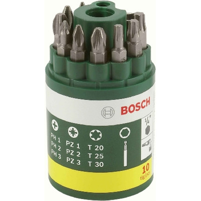 Image of Bitset 10-delig Bosch Promoline 2607019452 Kruiskop Phillips, Kruiskop Pozidriv, Torx