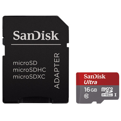 Image of SanDisk microSDHC Ultra 16 GB Class 10 + SD Adapter