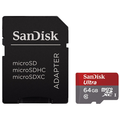 Image of SanDisk microSDXC Ultra 64 GB Class 10 + SD Adapter