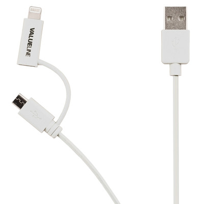 Image of Valueline 2-in-1 Micro USB + Lightning kabel 1m Wit