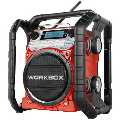 Image of FM Bouwradio PerfectPro Workbox AUX, Bluetooth, Middengolf, NFC, FM Stofvast, Spatwaterbestendig, Stofdicht Rood