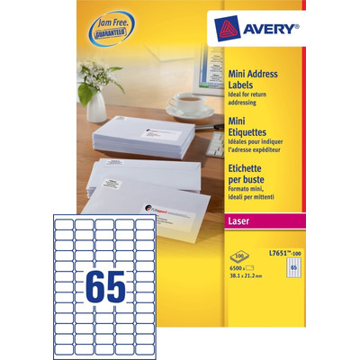 Image of Avery Mini Etiketten Wit 38,1x21,2mm 100 vellen