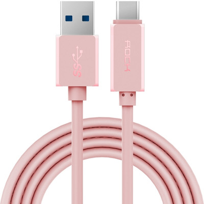 Image of Rock USB C to USB A 1m Rose Gold
