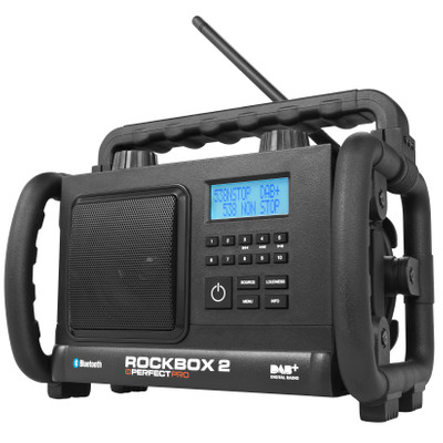 Image of DAB+ Bouwradio PerfectPro Rockbox 2 AUX, Bluetooth, DAB+, FM spatwaterbestendig, stofdicht, stofvast Zwart
