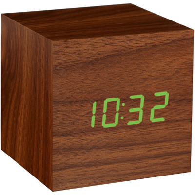 Image of Gingko Cube Click Clock Walnoot/Groen