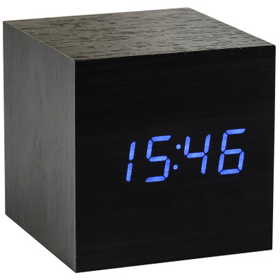 Image of Gingko Cube Click Clock Zwart/Blauw