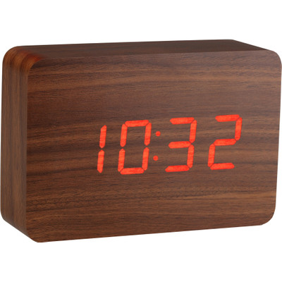 Image of Gingko Brick Click Clock Walnoot/Rood