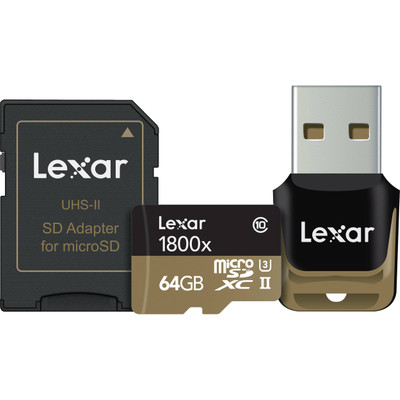 Image of Lexar microSDXC Professional 64GB 1800x UHS-II