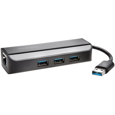 Image of Kensington UA3000E USB 3.0 Ethernet Adapter & 3-Port Hub