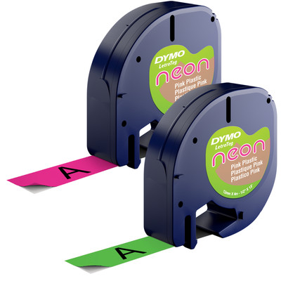 Image of Dymo 2-PACK Letratag NEON tapes (pink and green)