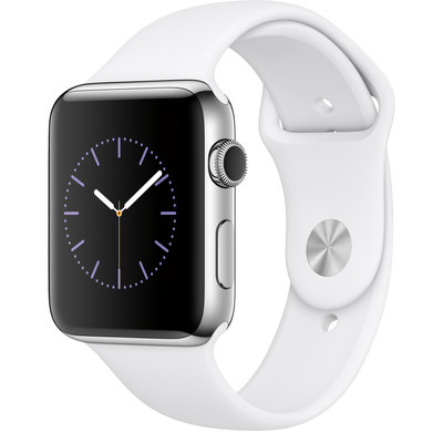 Image of Apple Watch Series 2 42mm Roestvrij Staal/Witte Sportband