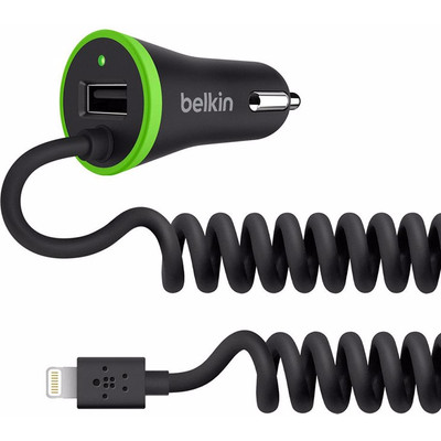 Image of Belkin 3.4A Car charger+coiled Lightning zwart
