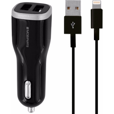 Image of Mobiparts Autolader Dual USB 2.4A Lightning Zwart