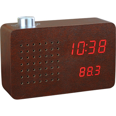 Image of Gingko Radio Click Clock Bruin/Rood