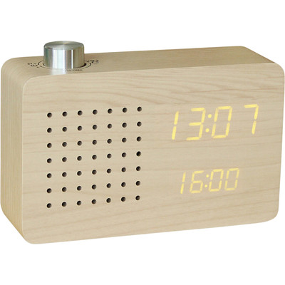 Image of Gingko Radio Click Clock Beuken/Oranje