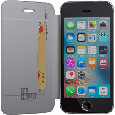 Image of BeHello Book Case Apple iPhone 5/5S/SE Zilver