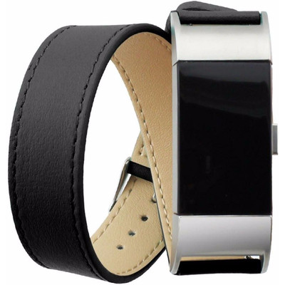 Image of Just in Case Lederen Watchband Fitbit Charge 2 Black