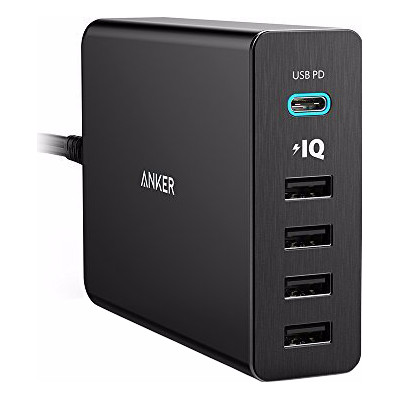 Image of Anker PowerPort+5 met 1 USB-C en 4 USB Poorten Zwart 3A-12A