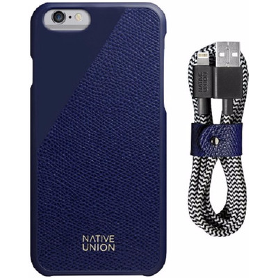 Image of Native Union Clic Apple iPhone 6/6s Back Cover Blauw + Leather-Belt Lightning Kabel