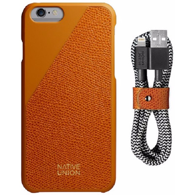 Image of Native Union Clic Apple iPhone 6/6s Back Cover Oranje + Leather-Belt Lightning Kabel