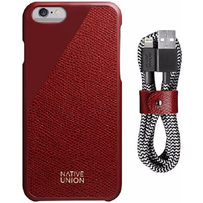 Image of Native Union Clic Apple iPhone 6/6s Back Cover Rood + Leather-Belt Lightning Kabel