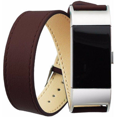 Image of Just in Case Lederen Polsband Fitbit Charge 2 Bruin