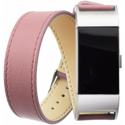 Image of Just in Case Lederen Polsband Fitbit Charge 2 Roze