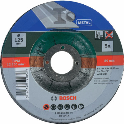 Image of 5-delig Doorslijpschijvenset gebogen voor metaal Bosch 2609256333 Diameter 125 mm 5 stuks