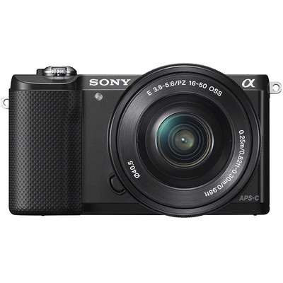 Image of E-mount systeemcamera Sony Alpha 5000 set Incl. SEL-P16-50 mm lens incl. standaard-zoomlens 20.1 Mpix Zwart Full-HD video-opname, Draai- en zwenkbare display,